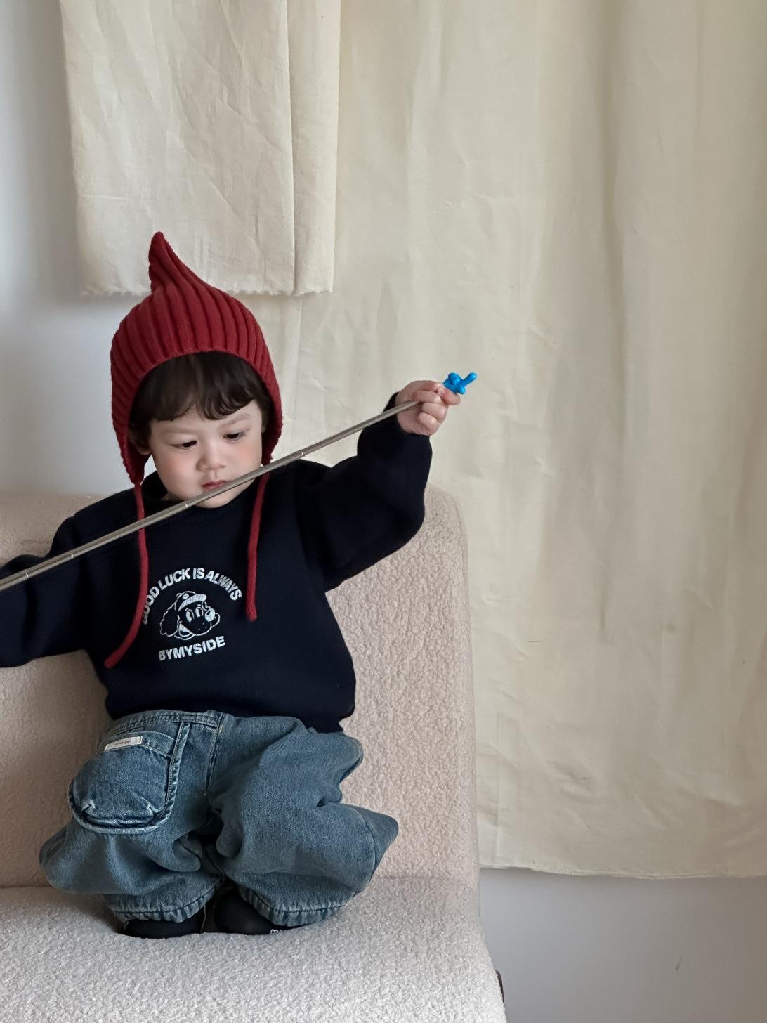 Детская осенне-зимняя одежда зимняя новая детская одежда детская утолщенный свитер джинсы для мальчиков комплект 73CM