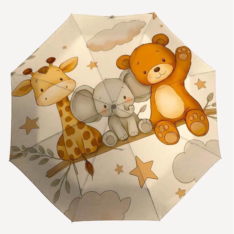 1PC Baby Animal Umbrella-8-Rib Reinforced, Automatic Open, Lightweight & Durable, Fashion Accessory for Outdoor, H0379