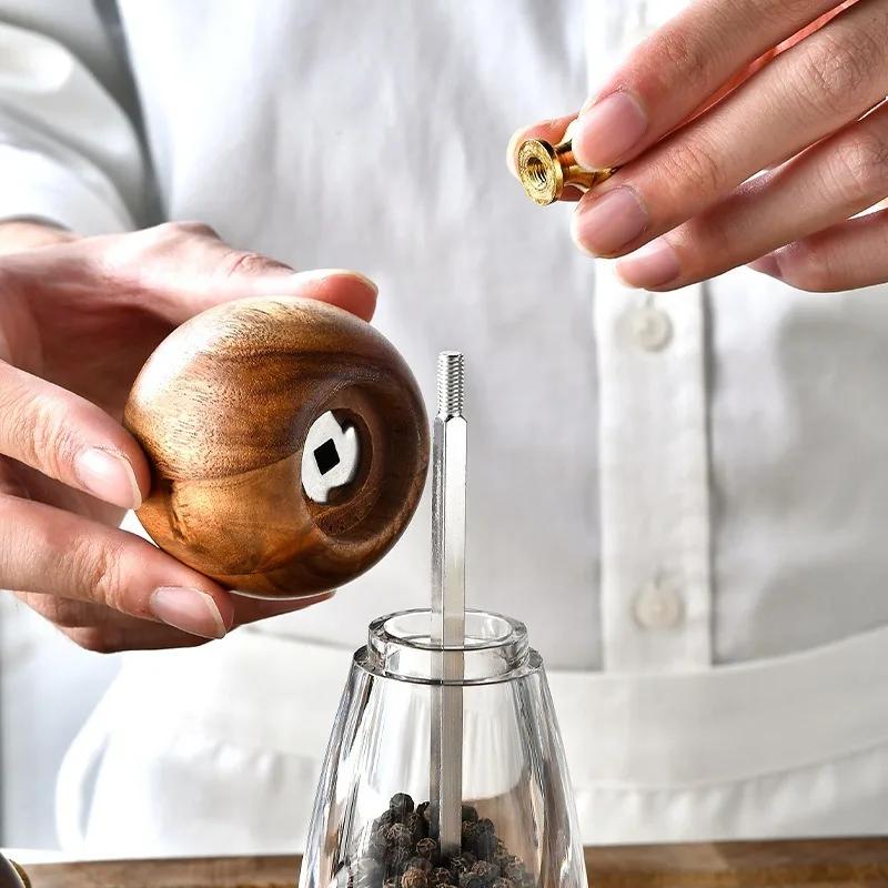 Holz Salz- und Pfeffermühlen Nachfüllbar Acryl Salzstreuer oder Pfefferstreuer Pfeffermühle oder Salzmühle Gewürzmühle Leicht zu reinigen