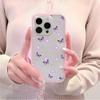 Funda de Teléfono Transparente Rosa de TPU con Mariposa y Flor Morada Para iPhone 11 12 13 14 15 16 17 Pro Max Plus Cubierta de Silicona a Prueba de Golpes