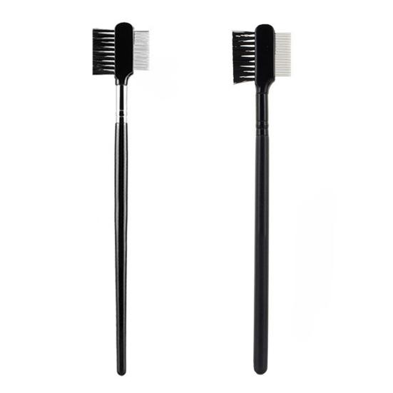 Double-head Eyebrow Brush with Steel Needle Comb Multi-purpose 2-In-1 Brow Styling Brush Portable Travel Women Makeup Grooming Tools