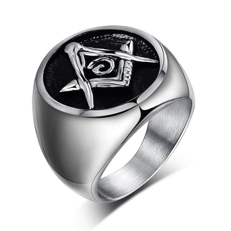 Freimaurerring aus Titan für Herren, Ring im Punk-Stil, Herrenaccessoires