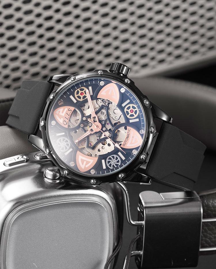 Kilo Time Men's Hollowed-Out Automatic Mechanical Watch with Wormhole Concept & Xenon Design—Stylish for Students