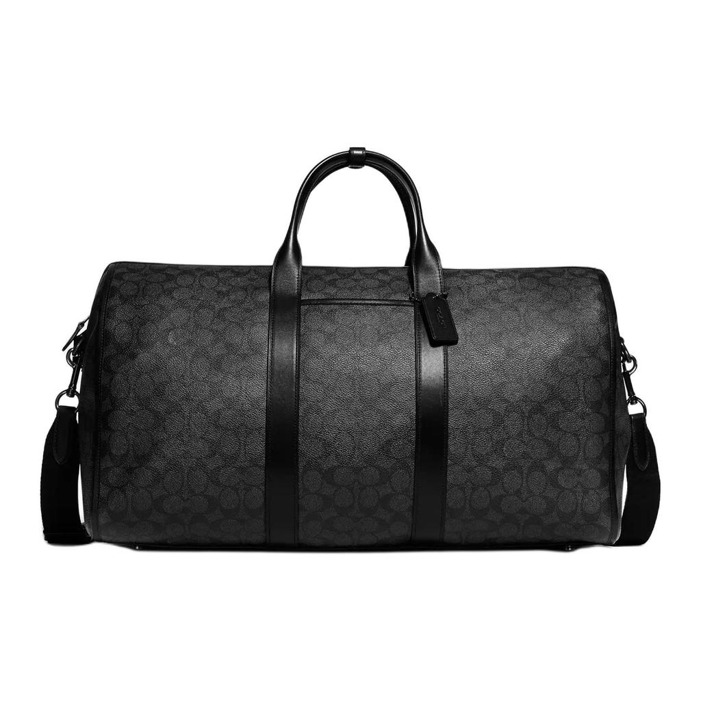 Coach Gotham Duffle 50 Classic Monogram Zipper Adjustable Shoulder Strap Canvas With Leather Crossbody Handbag Large Men Handbag Black C8412-JICHR