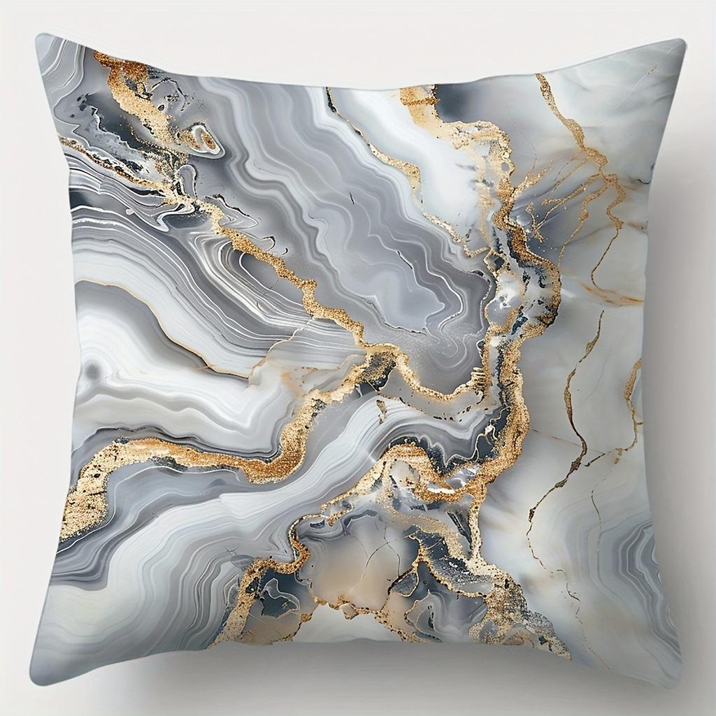 White gray gold geometric pattern cushion cover home decoration pillowcase bedroom living room polyester cushion cover