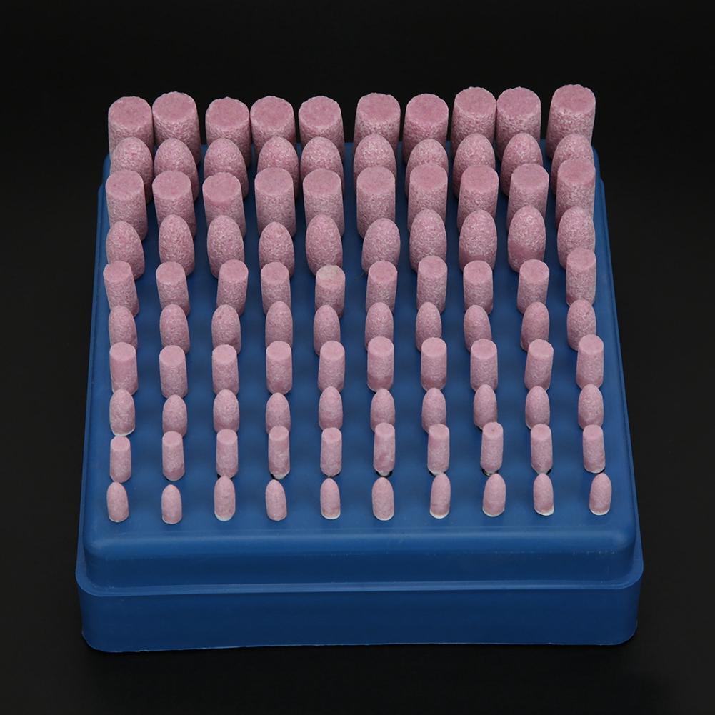 

100 шт. Шлифовальная головка Розовый Спеченный Оксид Алюминия PA Абразивный Камень Инструмент Полировальный Набор Зернистость 80 Хвостовик 3 мм