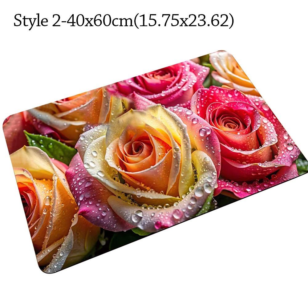 

Portable Special-shaped Flower Carpet Soft Non-slip Peony Floor Mat Absorbent 40x60cm Blanket for Living Room Tea Table Bedside