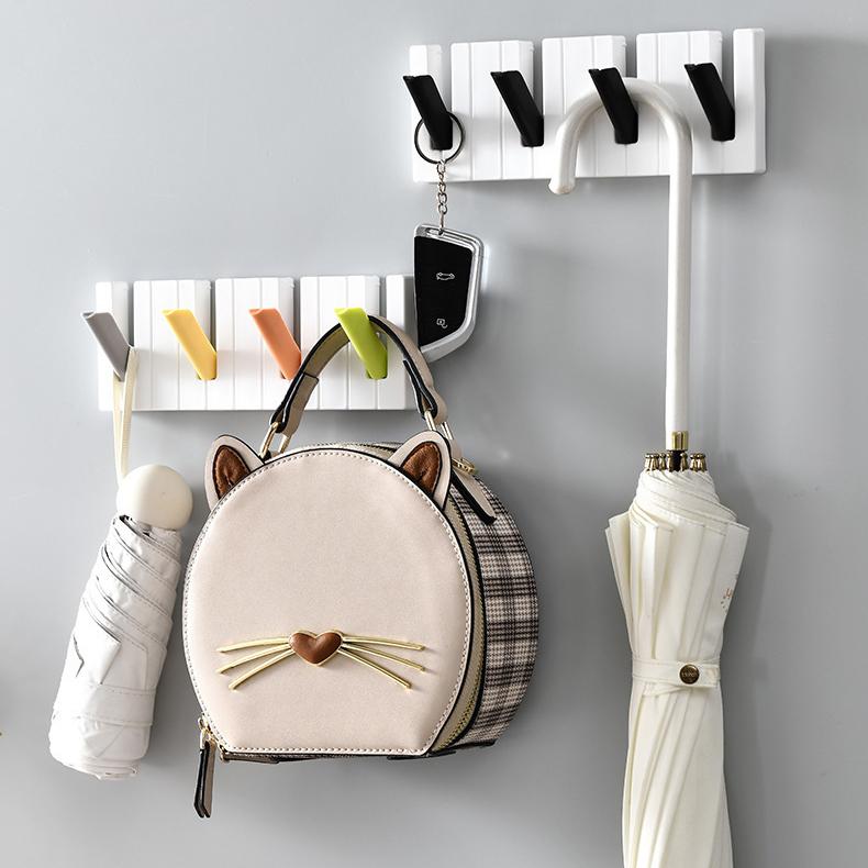 2PCS Piano Hooks Clothes No Punch Back Door Clothes Hat Key Hooks Entry Piano Keys Hats Bags Entryway