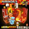 Minecraft Lava Mine Building Blocks Set with Light-Up Pieces, Educational STEM Building Toy for Boys Girls Kids, Creative DIY Assembly Gift