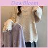 Wool Blend Lace Edge Butterfly Design Sweater For Spring Autumn Casual Womens Fashion