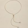 Long Pull Adjustable Pearl Necklace Alloy Jewelry Bohemian Elegant Style for Women Winter Sweater Chain