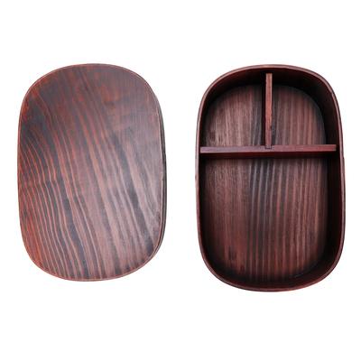 Fiambrera de Madera Contenedor de Alimentos Portátil Vajilla para Hogar Oficina Picnic CampingPintado