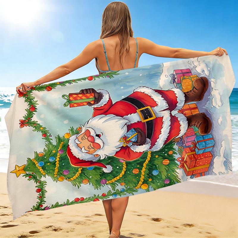 1Pc Christmas Santa Claus Gifts Beach Towel Quick Dry Multiuse For Beach Pool Gym Yoga Home Travel Christmas Halloween Xmas Gift S1174
