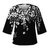 Women's Shirt Blouse Casual Loose Shirts  3/4 Sleeve  Print  V Neck Tops Print  Tops T-shirts Tee