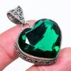 Lab Created Chrome Diopside Vintage Pendant 1.9" Silver Tone Heart Cut Gemstone