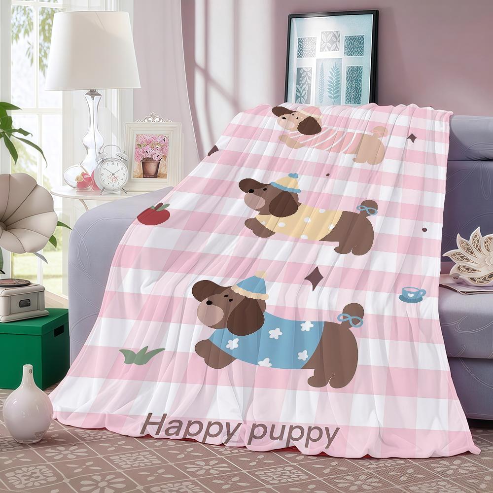 CUTE Dachshund Litchi FUNDA Blanket Warm And Soft Suitable For Bedroom Living Room Sofa Bed Office Travel Camping