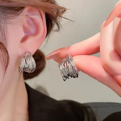 Ding Multi Layer Winding Circle Hoop Earring Fashion New French Minimalist Earrings for Women Fashion Jewelry