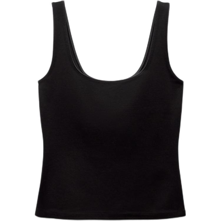 

Zara Solid Color Knit Round Neck Sleeveless Sweater Women tops Black 5070167-800 XS