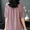 Embroidered Blouse Women Short Sleeve Summer Loose Slimming Top