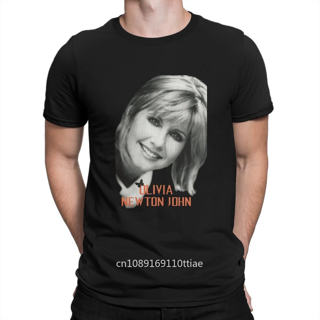 Australian Pop Female Singer Man's TShirt Olivia Newton John Short Sleeve Fabric T Shirt Funny High Quality Birthday Gifts