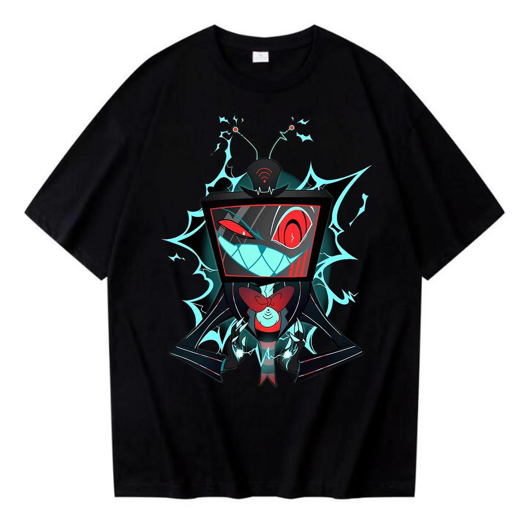 Hazbins Hotels Graphic Cotton shirt Men Retro 2026 hit show TV drama Summer unisex Harajuku Fashion Short sleeve Loose Tshirt