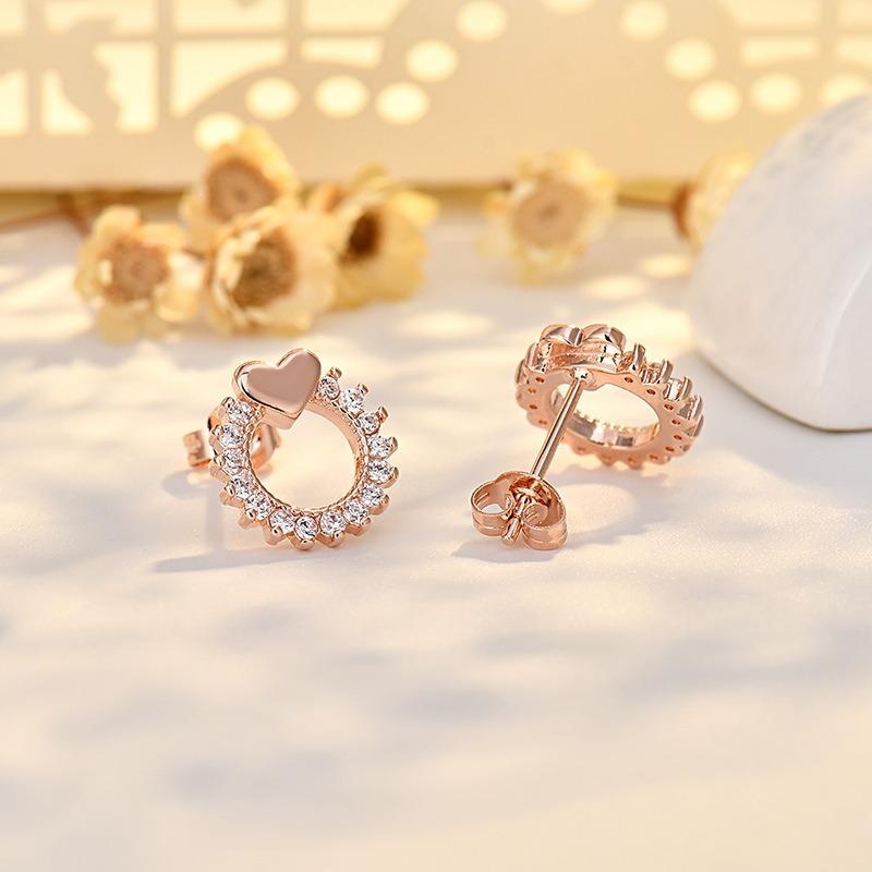Hot Diamond-studded Earrings Creative Heart Shape Fresh Sweet Temperament Sun Flower Earrings Earrings for Women