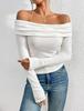 2026 European & American Sexy Off-Shoulder Slim Long-Sleeve Women's Top