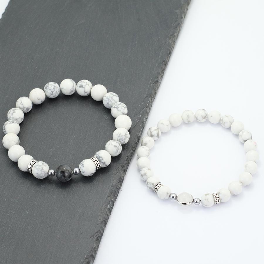 Romantisches 2-teiliges/Paar Partnerarmband 8mm 10mm Perlen Strang Armband Valentinstag Geschenk Obsidian Blau Sandstein Passendes Armband