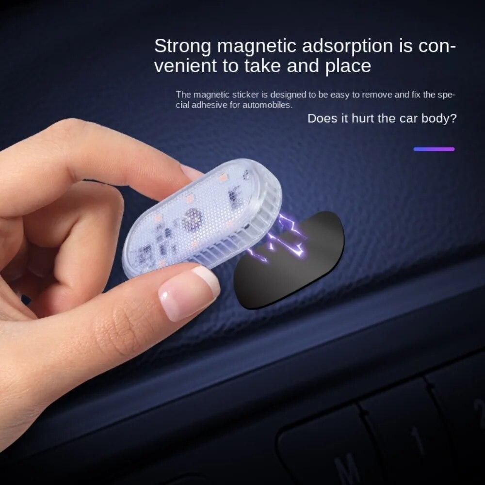 Wireless LED Car Interior Lights - USB Chargeable Ceiling Lamp, Hand Reading Light & Door Light for Night Time Illumination