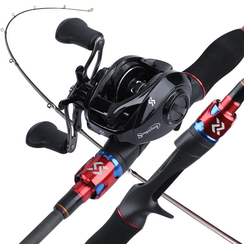 Baitcasting Fishing Rod  and Reel Combos 4 Sections Outdoor Sports Fishing Set Freshwater Fishing