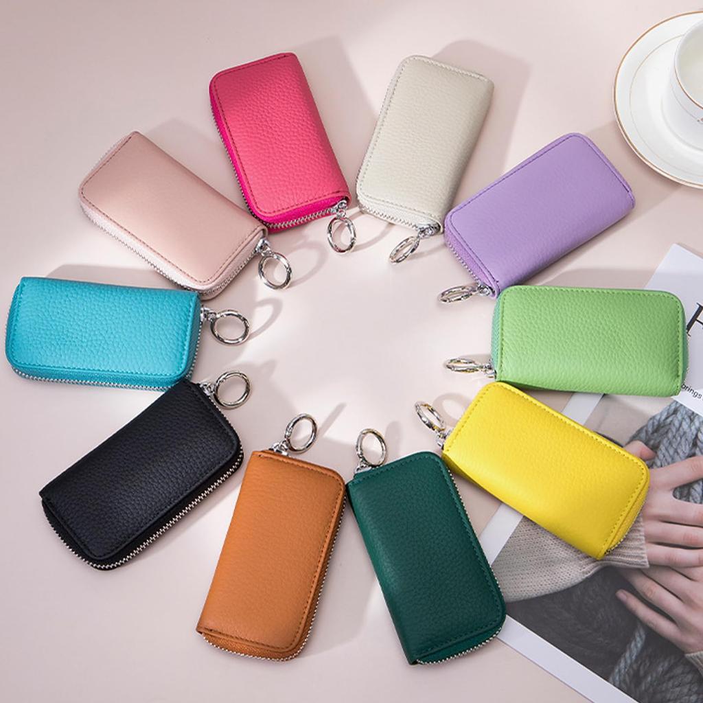 RenLianyi Key Card Integrated Genuine Smart Key Case for Men and Car Key Case with 6 Key 2 Card Blue Case, Case, Leather, Women, Hooks, Holder, Slots,