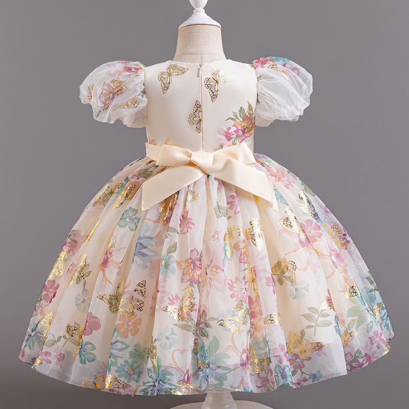 Girls Summer Bow Mesh Princess Dresses Middle Child Wedding Dresses Dresses