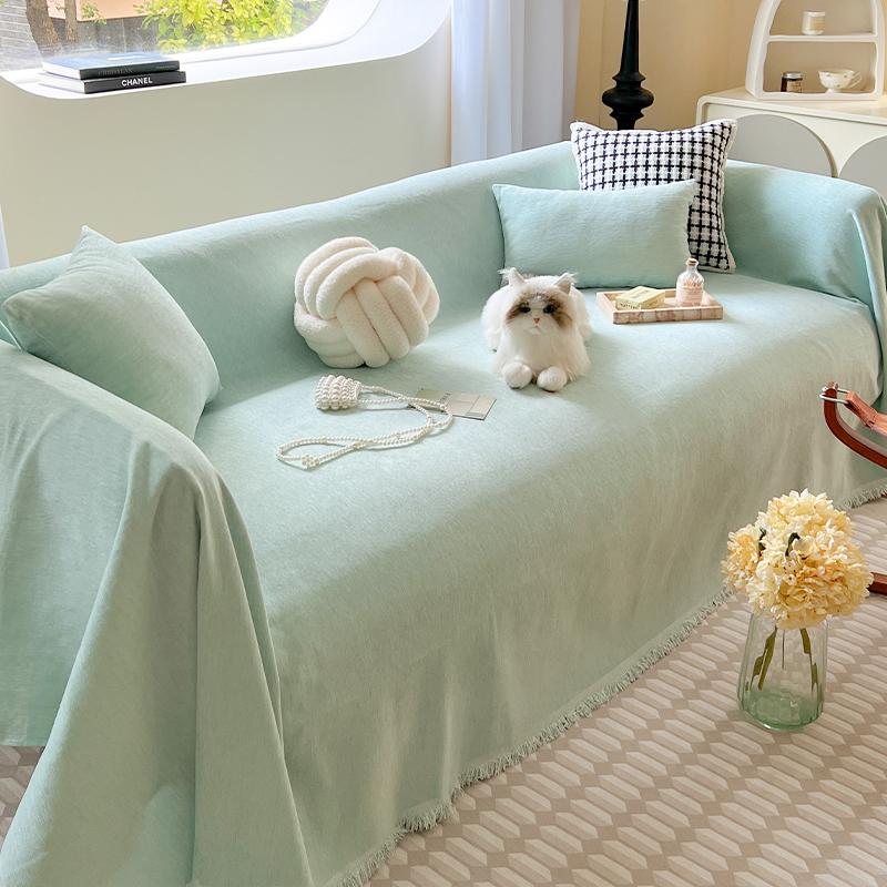 

Кремовый чехол для дивана из синели, цельный чехол «все включено», чехол для дивана с защитой от кошачьих царапин, подушка 180*130cm