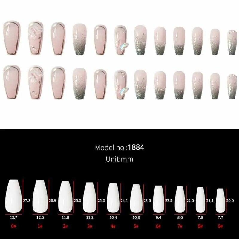 24 ks Lis na nechty Kamienky Falošné Falošné nechty Kompletné tipy na nechty Umelé nechty pre ženy Urob si svojpomocne zdobenie nechtov