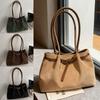 Elegant Suede Shoulder Bag Large Capacity Solid Color Handbag Retro Available In 4 Colors Commuting Tote Bag School/Travel/Work