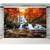 2D Autumn Forest Waterfall Wall Tapestry Nature Background Cloth for Home Party Decor