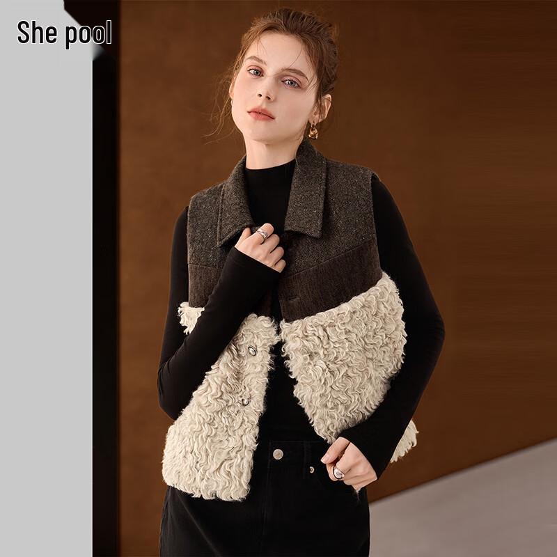 

Женский жилет с лацканами из шерсти в стиле пэчворк L