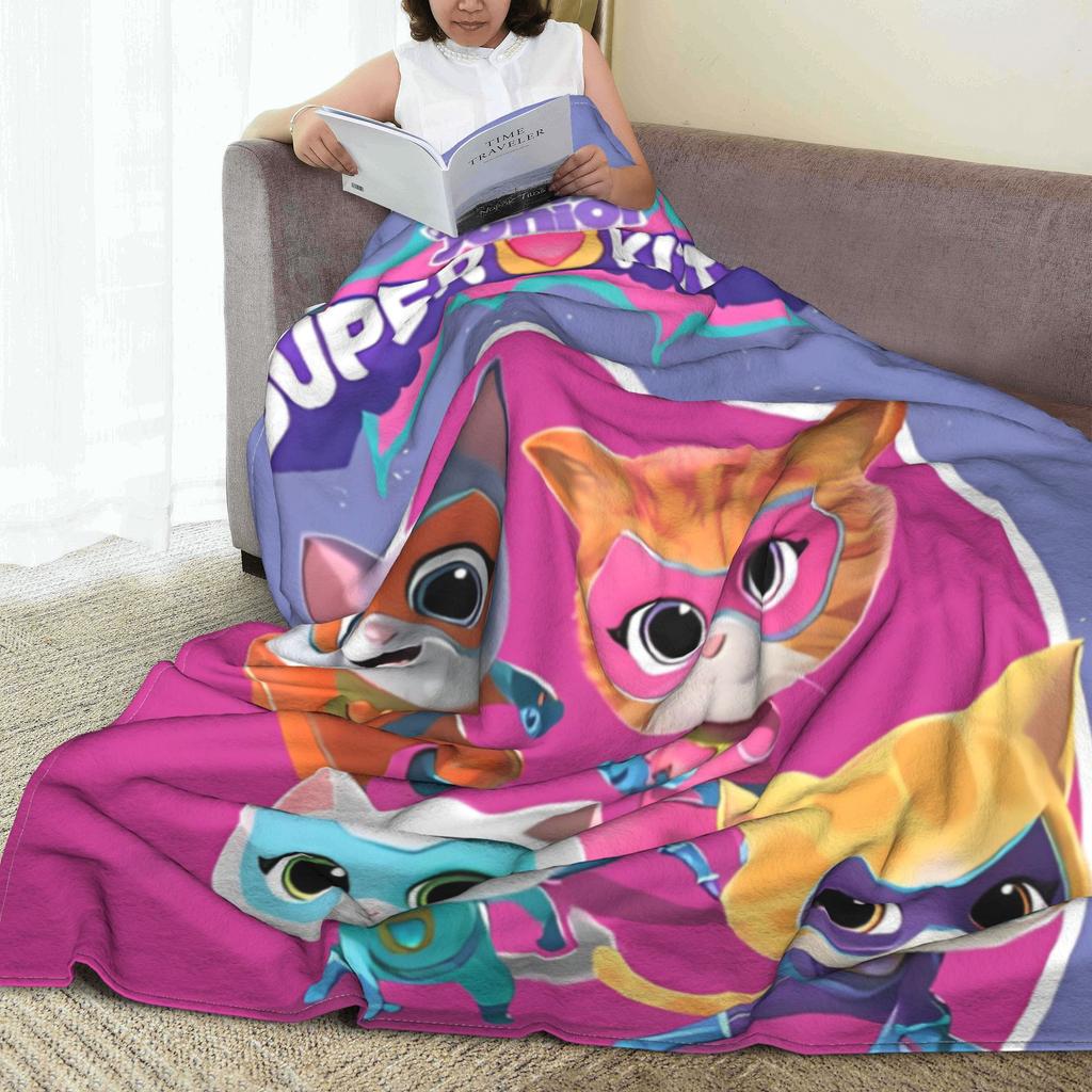 Super Kitties Cats Charged Ginger Blankets Velvet Spring/Autumn Battle Adventures Multifunction Ultra-Soft Throw Blankets Car