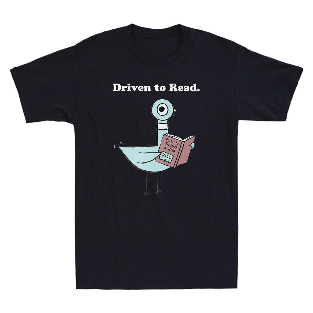 Driven To Read Funny Pigeon Library Reading Book Graphic Vintage Unisex T-Shirt L