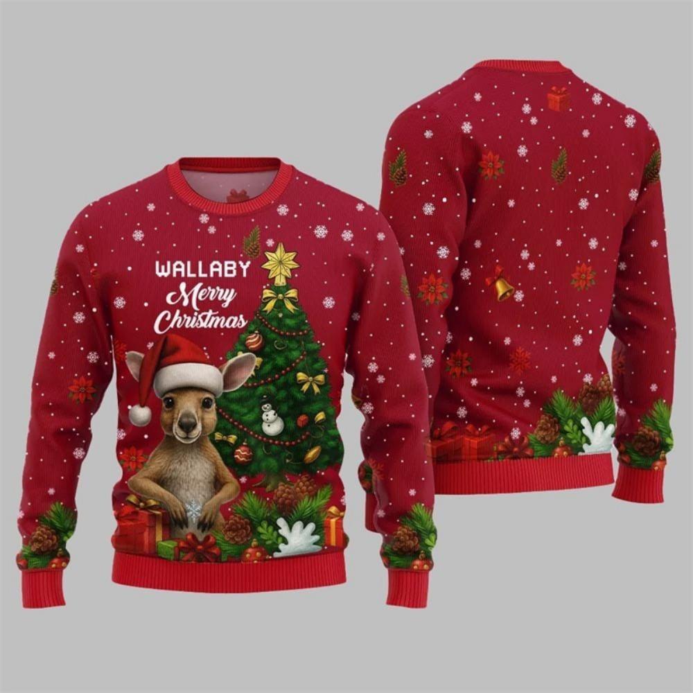 Christmas Element Pattern Men's Sweatshirt Santa Claus 3D Print Pullover Autumn Women Crew Neck Hoodie Long Sleeve Kids Tops
