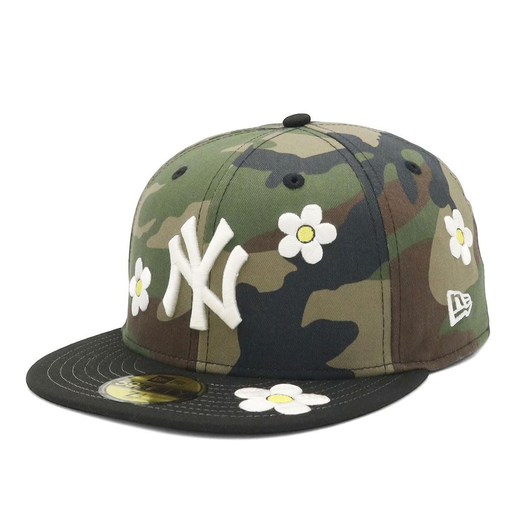 NEW ERA 59FIFTY Czapka NY Yankees Woodland Camo Zielona Haft Kwiatowy 2Kolorowa MLB Dopasowana Czapka Baseballowa Rozmiar 8