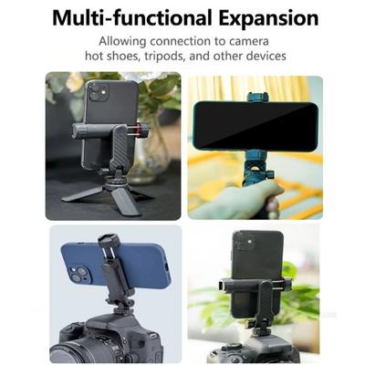 360° Rotatable Phone Tripod Mount with Dual Cold Shoe Vertical Mobile Phone Holder Arm Adjustable Universal