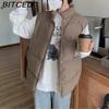 BITCED Down-Filled Cotton Vest for Women Stand-Up Collar, Short-Length Autumn/Winter Loose-Fit Cotton Jacket Lightweight Vest Outerwear