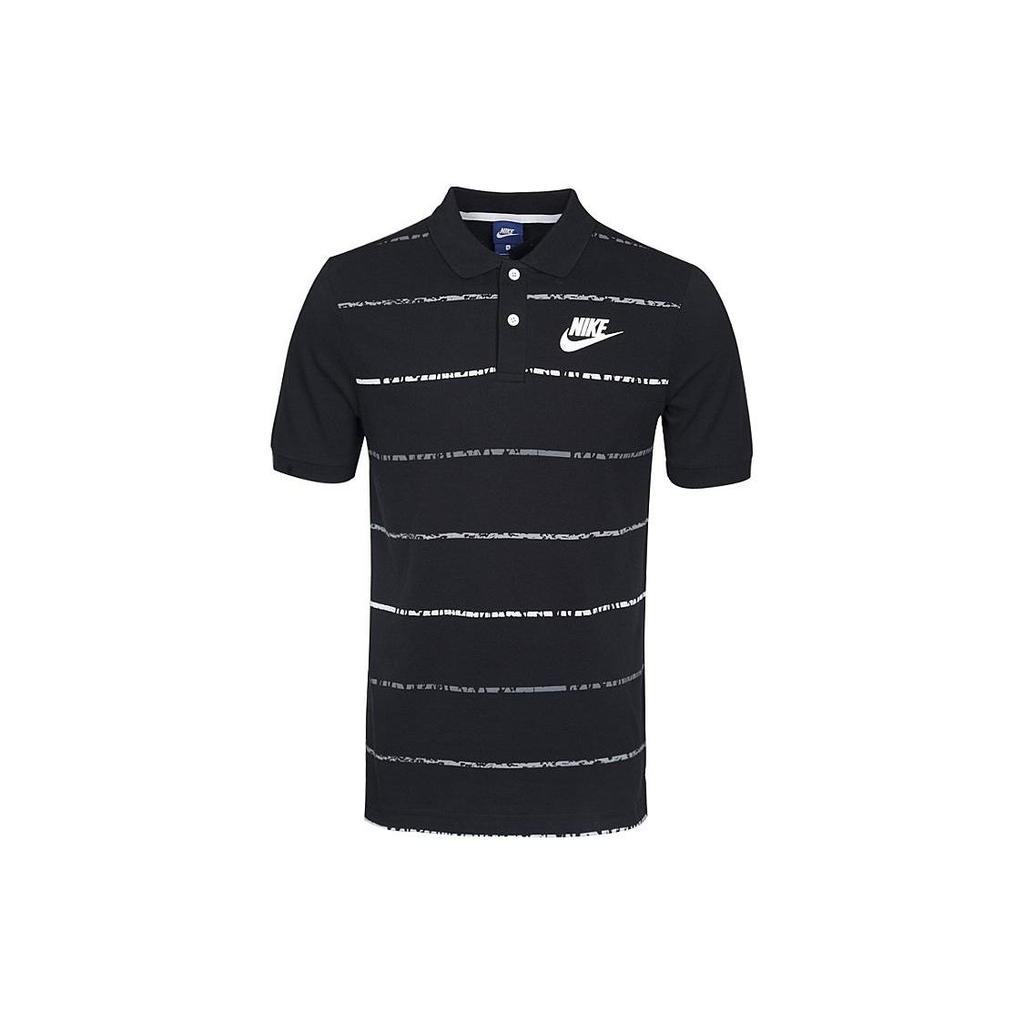 Nike Striped Logo Print Casual Short Sleeve Polo Shirt Men Polo Shirts Black AA5035-010