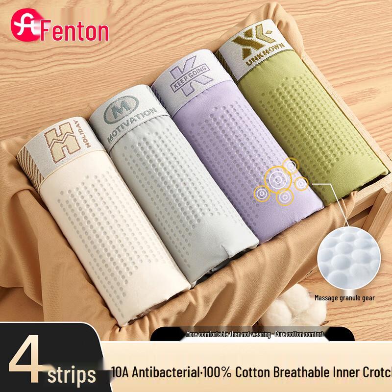 

Fenteng Teen Boys Pure Cotton Boxer Briefs 4-Pack XL (175)