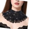 Three Pearls Beaded Lace Detachable Collar With Adjustable Closure For Women Formal And Daily Wear
