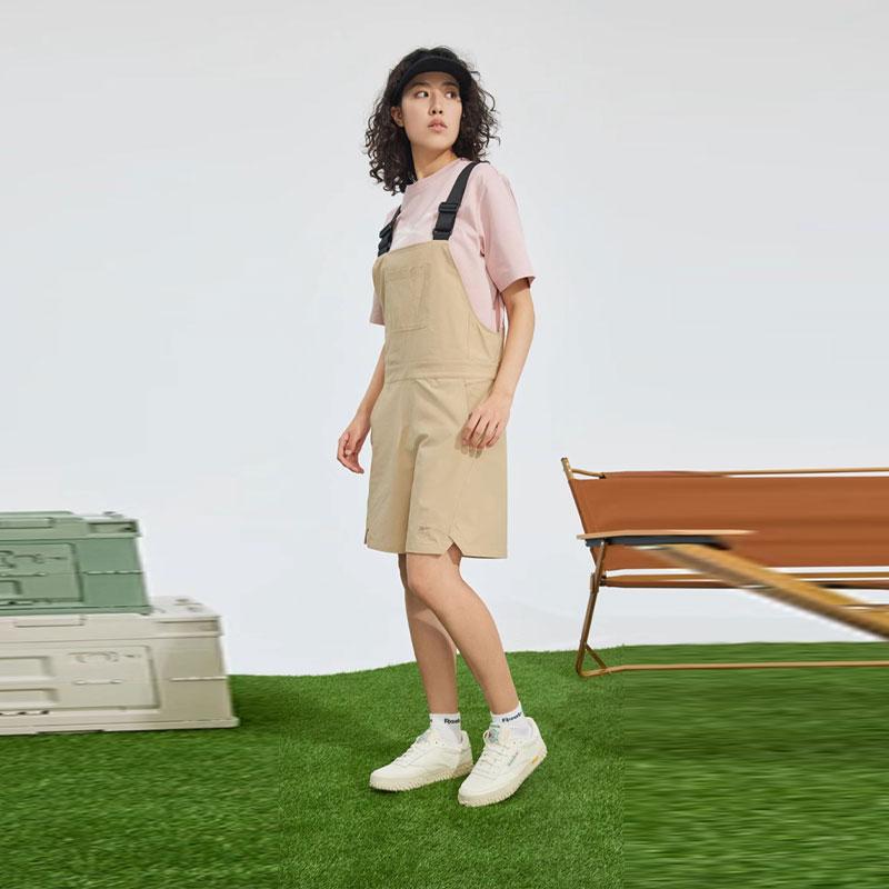 Reebok Color Block Loose Fit Sports Sun Protection Overalls Shorts Women Shorts Light-Khaki 23RCS618WGK0