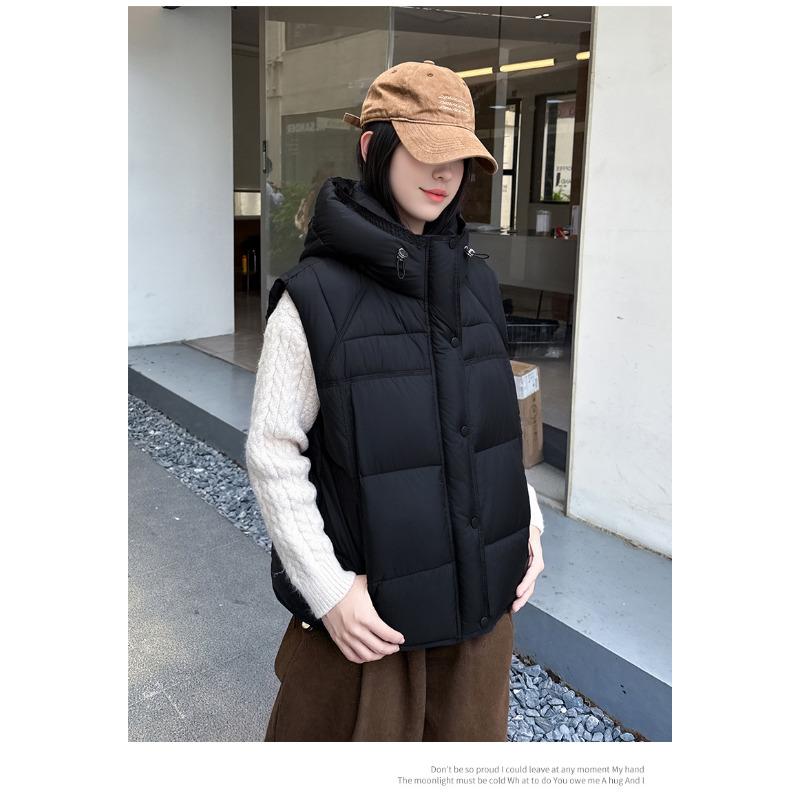 Hooded Women's Vest Autumn and Winter New Xiaoxiangfeng Vest Loose Outer Vest Women's Coat