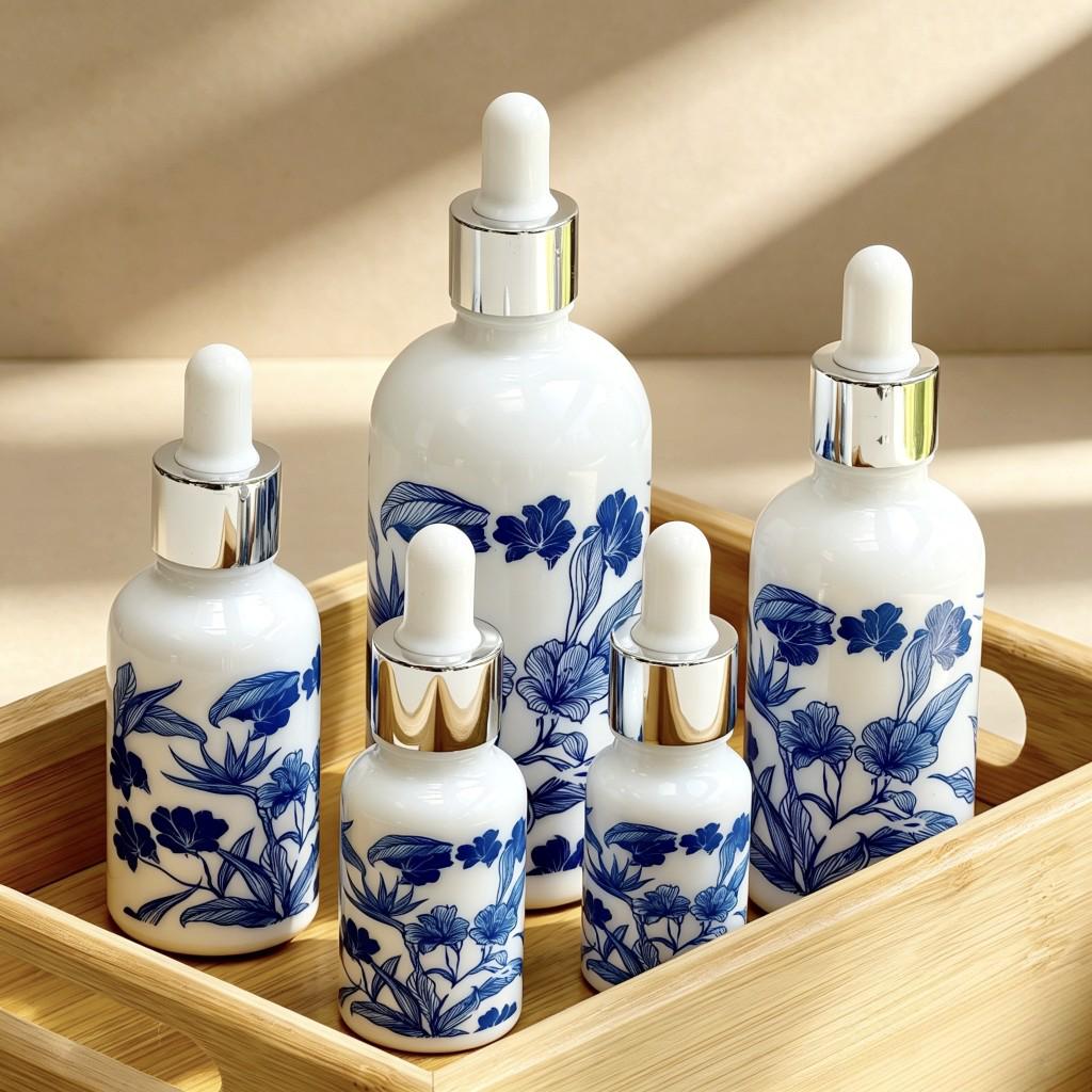 

Porcelain Blue & White Essential Oil Dropper Bottle - Light-Proof Glass for Cosmetic Packaging, Beauty Salon Use, Toner Mixing & Dispensing. 10ML Blue and White Porcelain Dropper Bottle