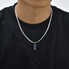 Geometric Square Black Blue Pendant Necklace Stainless Steel Simple Flat Cuban Chain Collars Trendy Hip Hop Jewelry Gift for Men